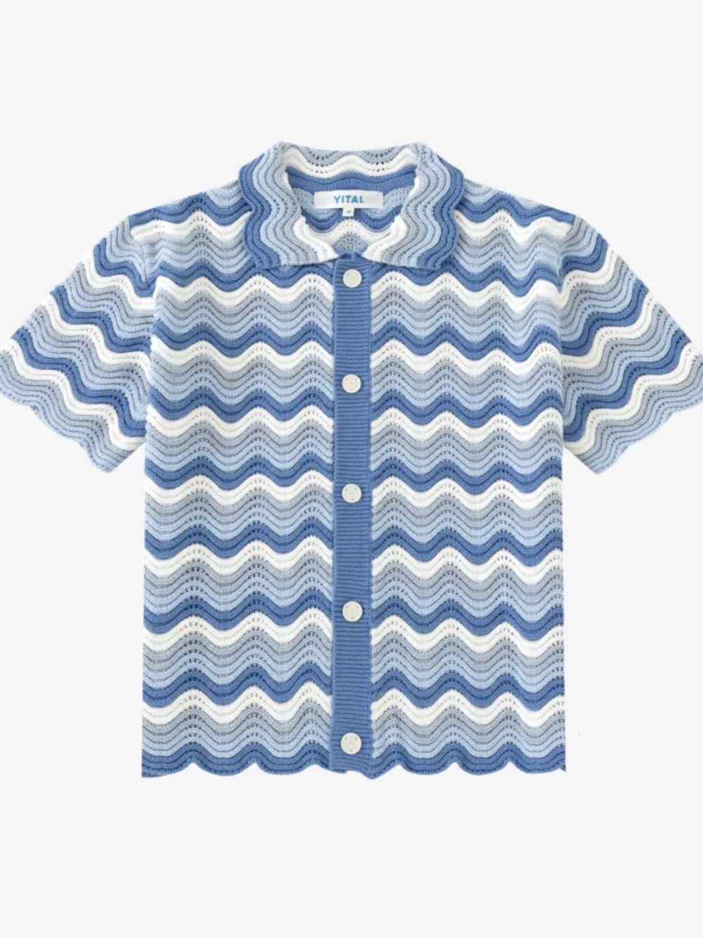 VITAL Blue Wave Knit Button-Down Shirt